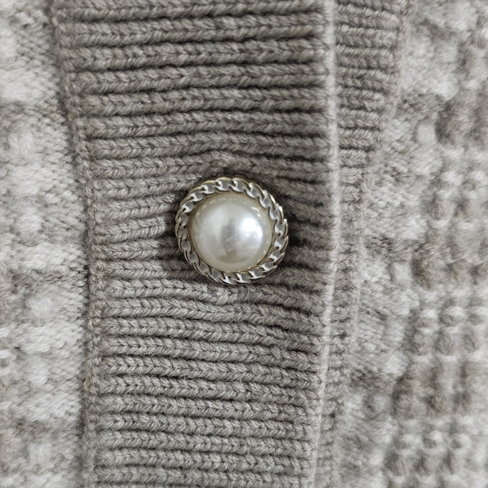 BABATON Lacer Cardigan 100% Merino Wool Grey White Tweed Knit Size S - Picture 3 of 11